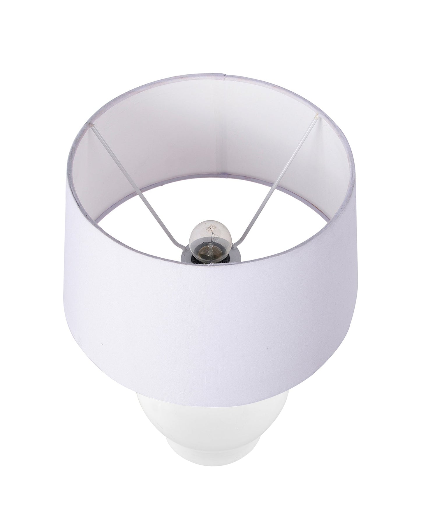 Ceramic Pot Shaped Base White Table Lamp with Drum Shade, LED Bulb