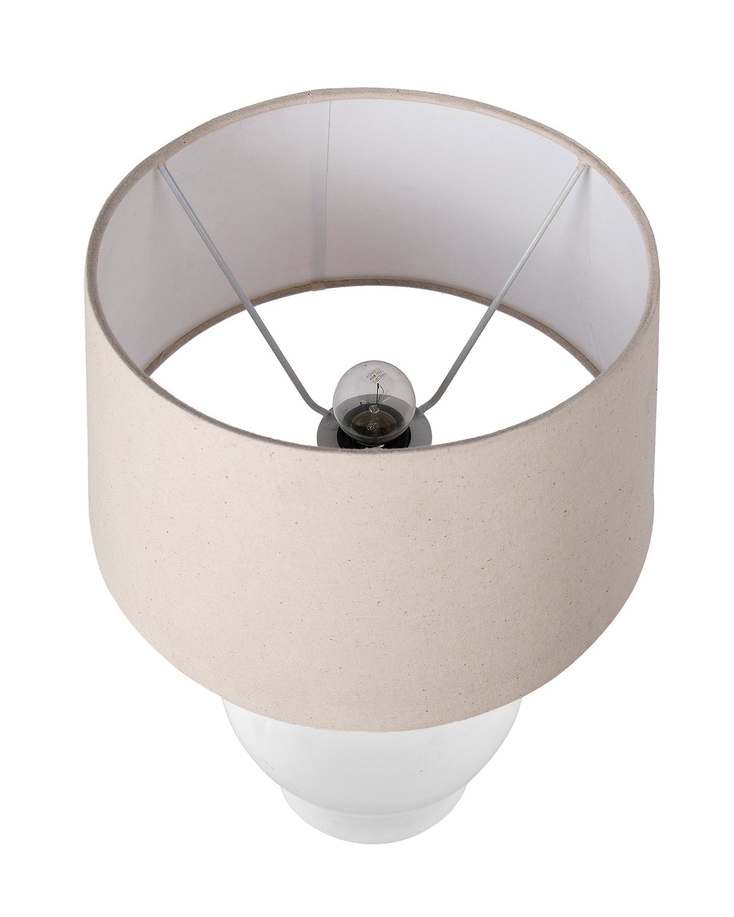 Ceramic Pot Shaped Base White Table Lamp with Drum Shade, LED Bulb