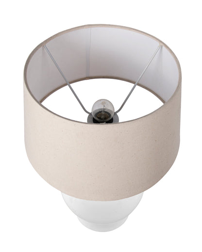 Ceramic Pot Shaped Base White Table Lamp with Drum Shade, LED Bulb