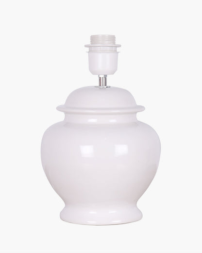 Ceramic Pot Shaped Base White Table Lamp with Drum Shade, LED Bulb