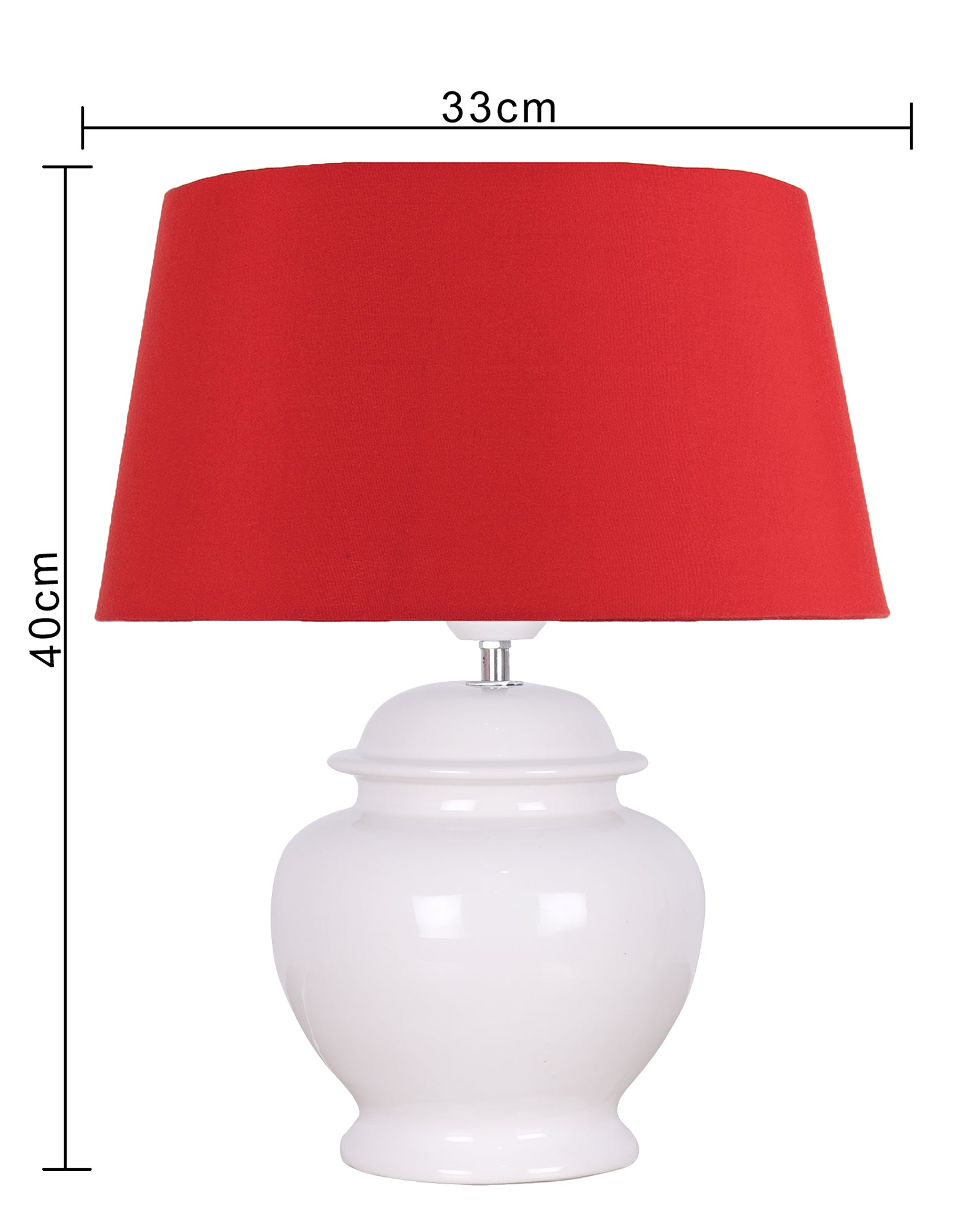 Ceramic Pot Shaped Base White Table Lamp with Drum Shade, LED Bulb