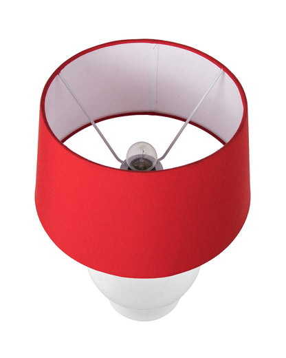 Ceramic Pot Shaped Base White Table Lamp with Drum Shade, LED Bulb