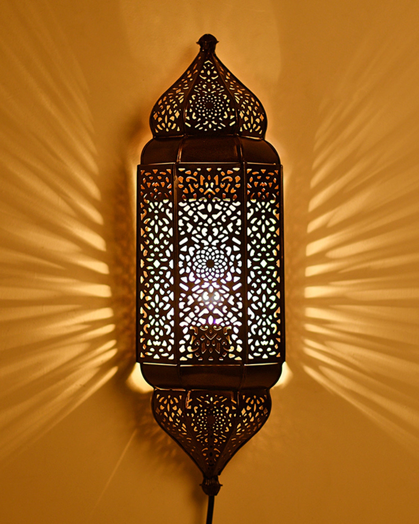 Homesake® Moroccan Wall Lamp – Handcrafted Decorative Metal Light for living room, Bedroom, Offoce or Festive Decor