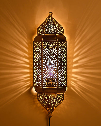 Homesake® Moroccan Wall Lamp – Handcrafted Decorative Metal Light for living room, Bedroom, Offoce or Festive Decor