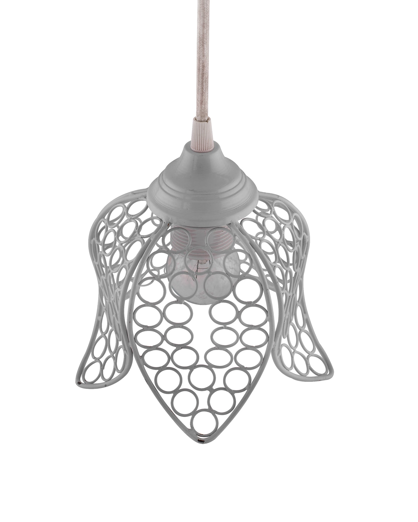 Hanging White Steel lotus light, hanging light and fixture