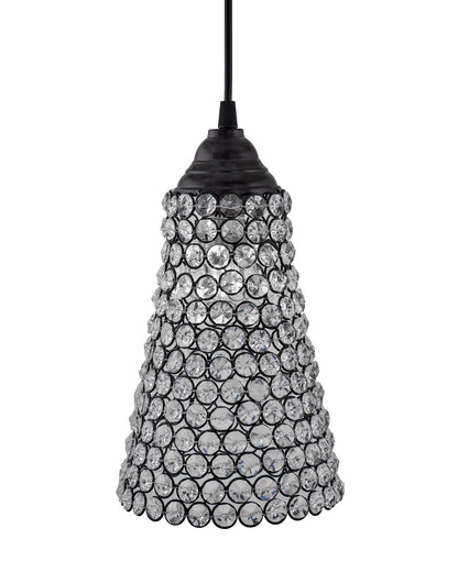 Crystal Cone Metal Lamps Hanging Lighting, Bohemian Iron Bar Pendant Light Crystal Light