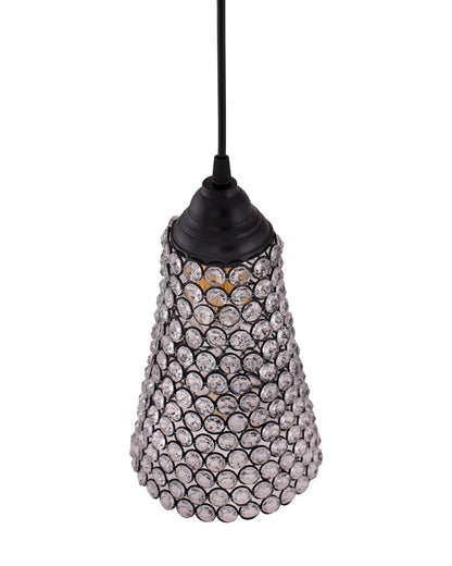 Crystal Cone Metal Lamps Hanging Lighting, Bohemian Iron Bar Pendant Light Crystal Light