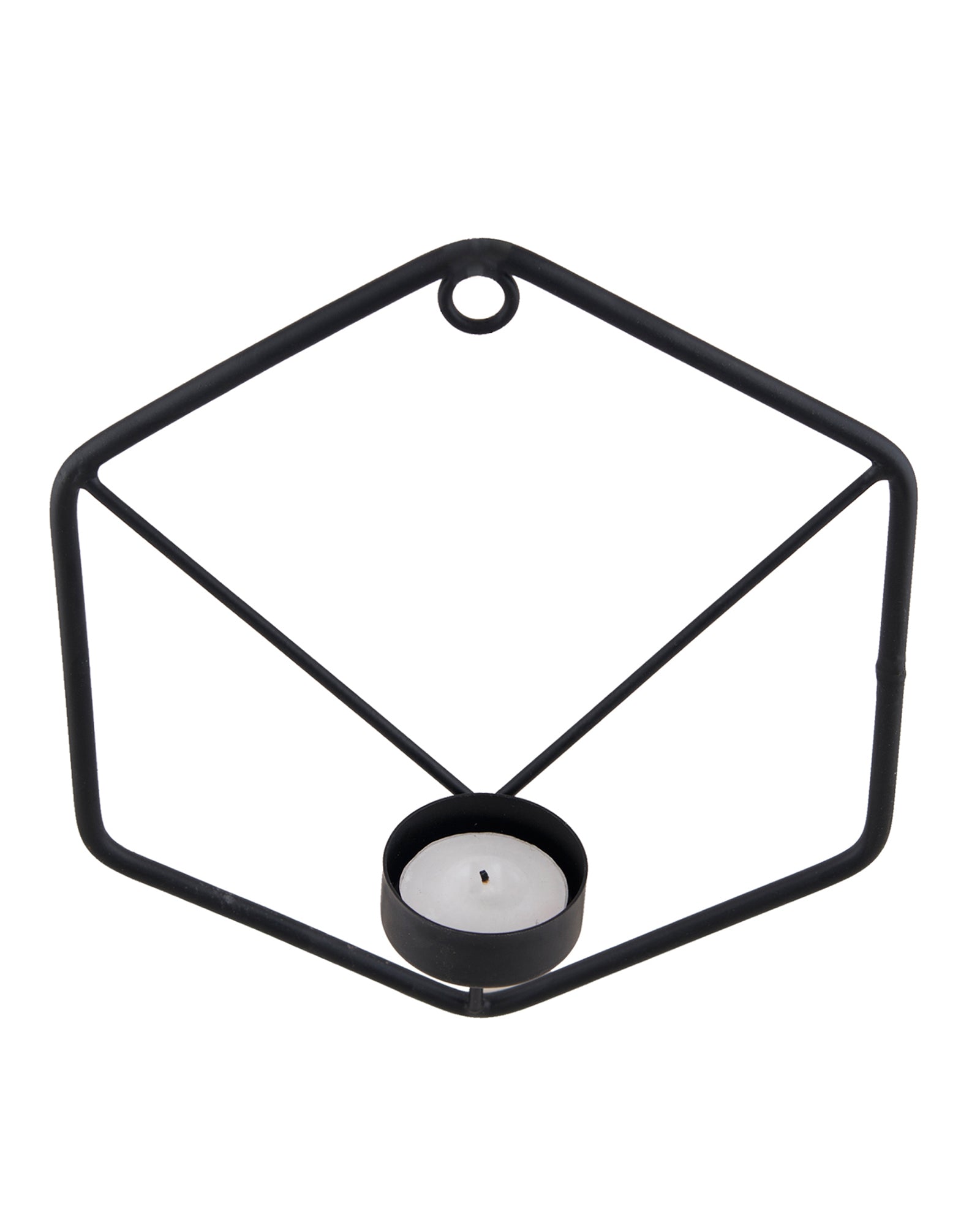 Black Metal Wall Mounted Hexagon Tealight Candle Holder, T-light Candles