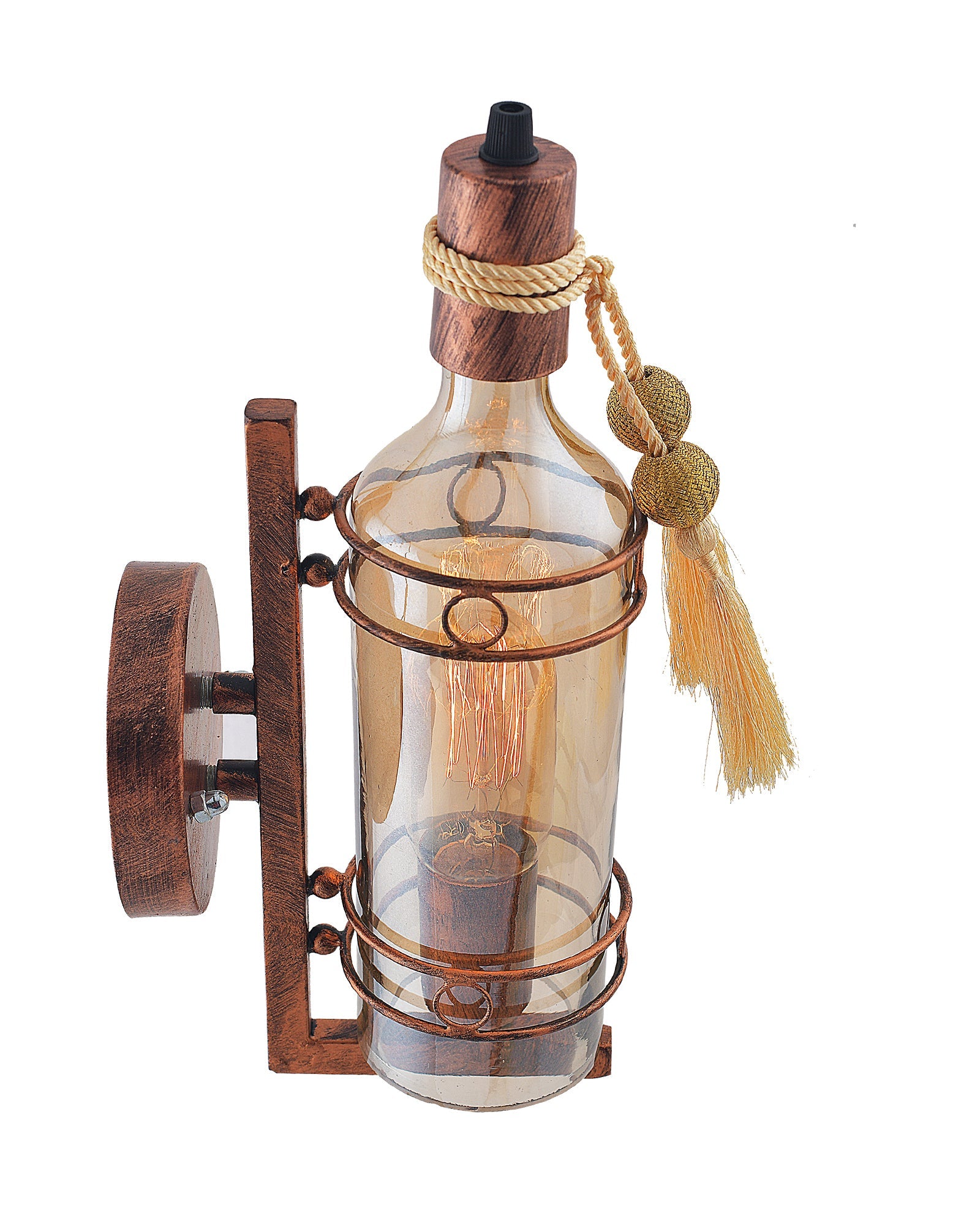 Rustic Wall Light Fixtures, Oil Rubbed Bronze Finish Indoor Vintage Wall Sconce Industrial Lamp Fixture Glass Shade Farmhouse Metal Sconces for Bedroom Living Room Cafe, Wall Bottle