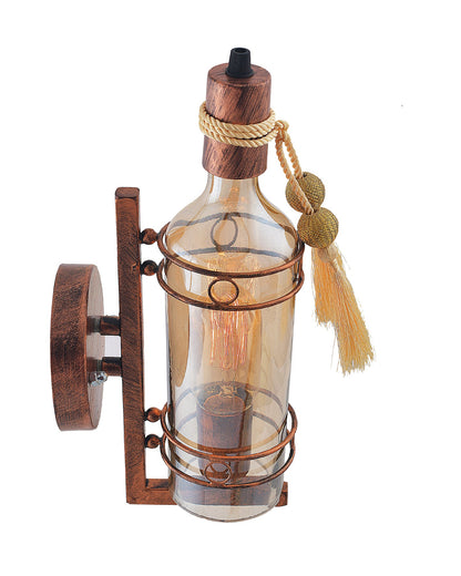 Rustic Wall Light Fixtures, Oil Rubbed Bronze Finish Indoor Vintage Wall Sconce Industrial Lamp Fixture Glass Shade Farmhouse Metal Sconces for Bedroom Living Room Cafe, Wall Bottle