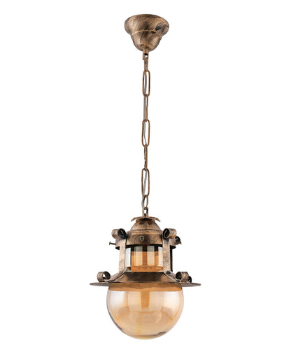 Rustic Hanging Light Fixtures, Oil Rubbed Bronze Finish Indoor Vintage Pendent Industrial Lamp Fixture Glass Shade Farmhouse Metal light for Bedroom Living Room Cafe, Hanging Globe