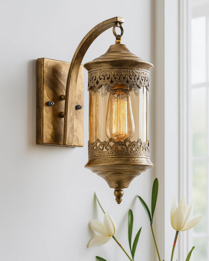 Carving Cylinder Rustic Wall Sconce Light Fixtures Oil Rubbed Bronze Finish