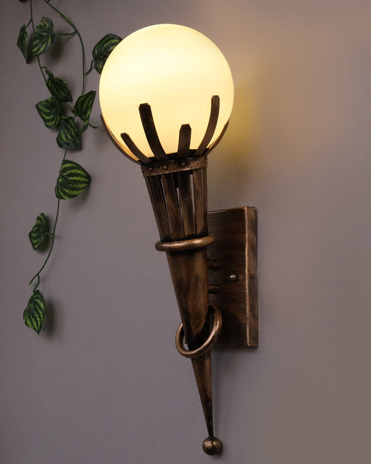 Rustic Wall Light Fixtures, Oil Rubbed Bronze Finish Indoor Vintage Wall Sconce Industrial Lamp Fixture Glass Shade Farmhouse Metal Sconces for Bedroom Living Room Cafe, Wall Torch