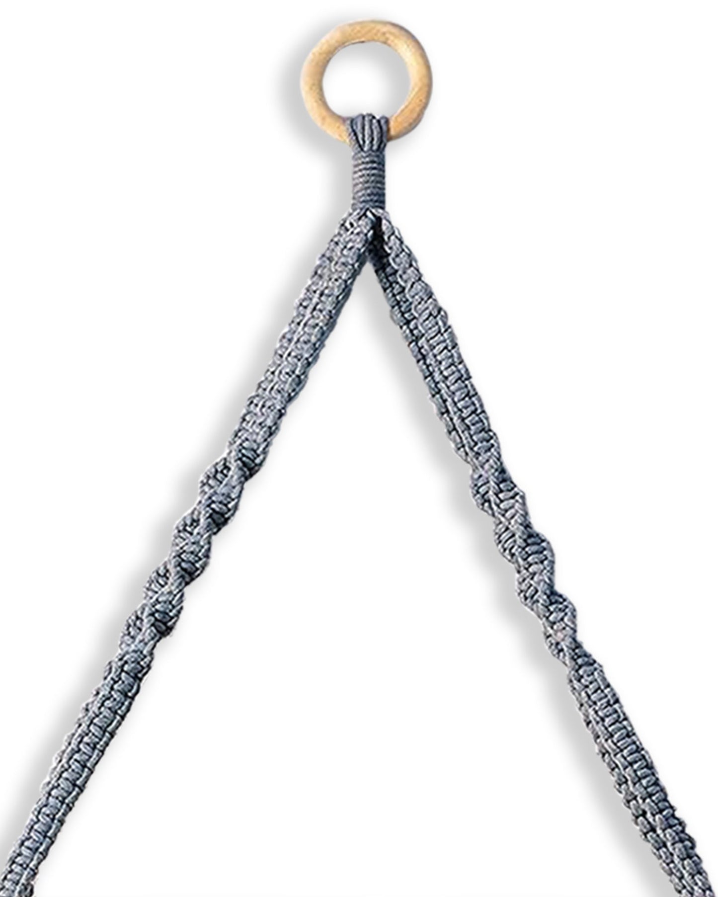 Triangle Rope Hanging Shelves Set of 2, Wood Floating Shelf for Wall Décor Bedroom Bathroom Living Room, Display Shelving for Hanging Plants Photos Grey