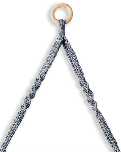 Triangle Rope Hanging Shelves Set of 2, Wood Floating Shelf for Wall Décor Bedroom Bathroom Living Room, Display Shelving for Hanging Plants Photos Grey