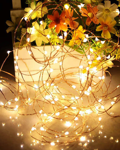 50-LED Fairy Copper String Lights 5m Waterproof, 3AA Battery, Warm White