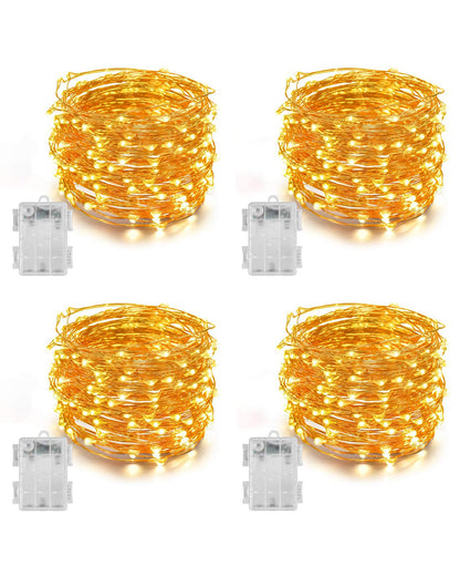 50-LED Fairy Copper String Lights 5m Waterproof, 3AA Battery, Warm White