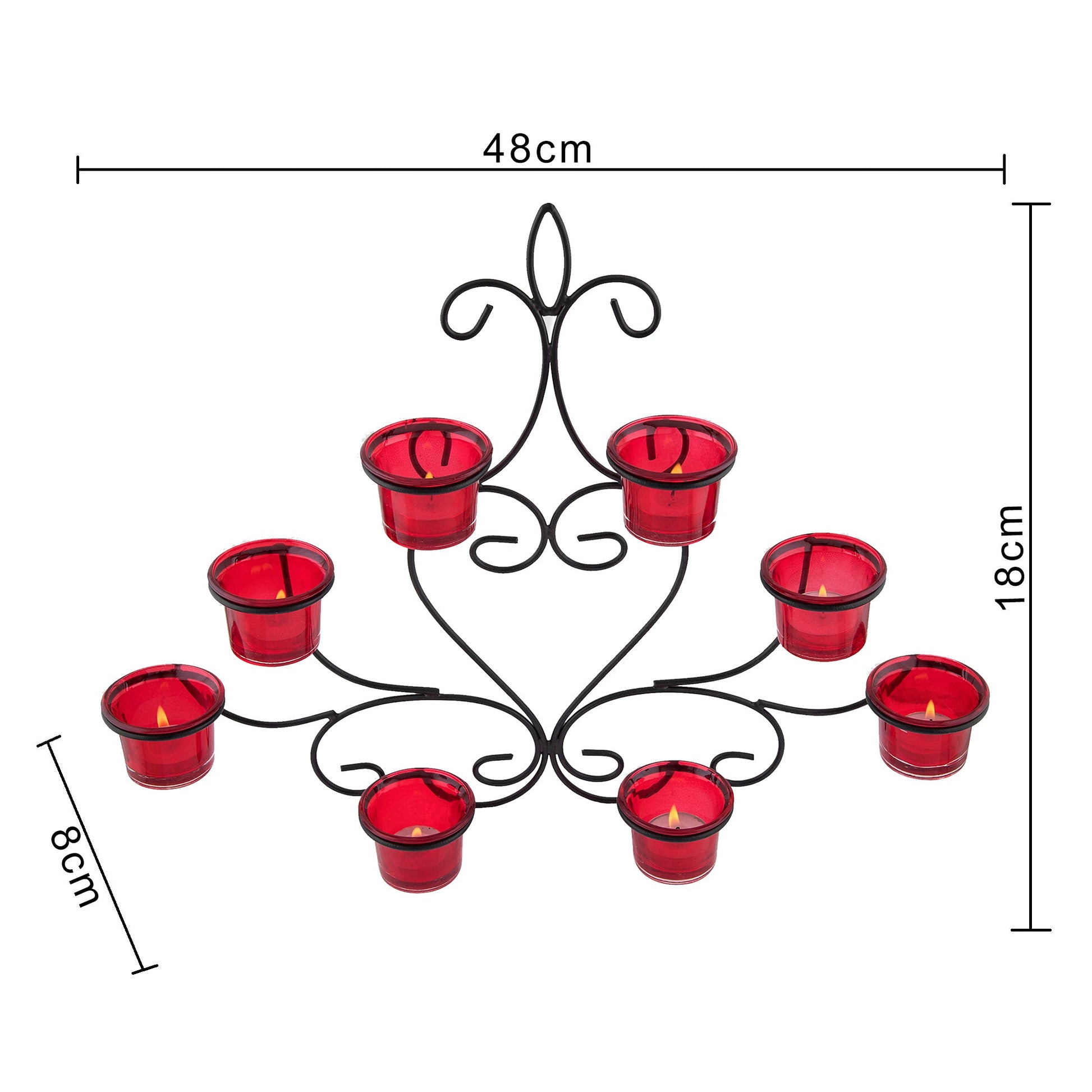 8-Votive Chic Black Iron Wall Sconce Candle Holder, Candle Wall art