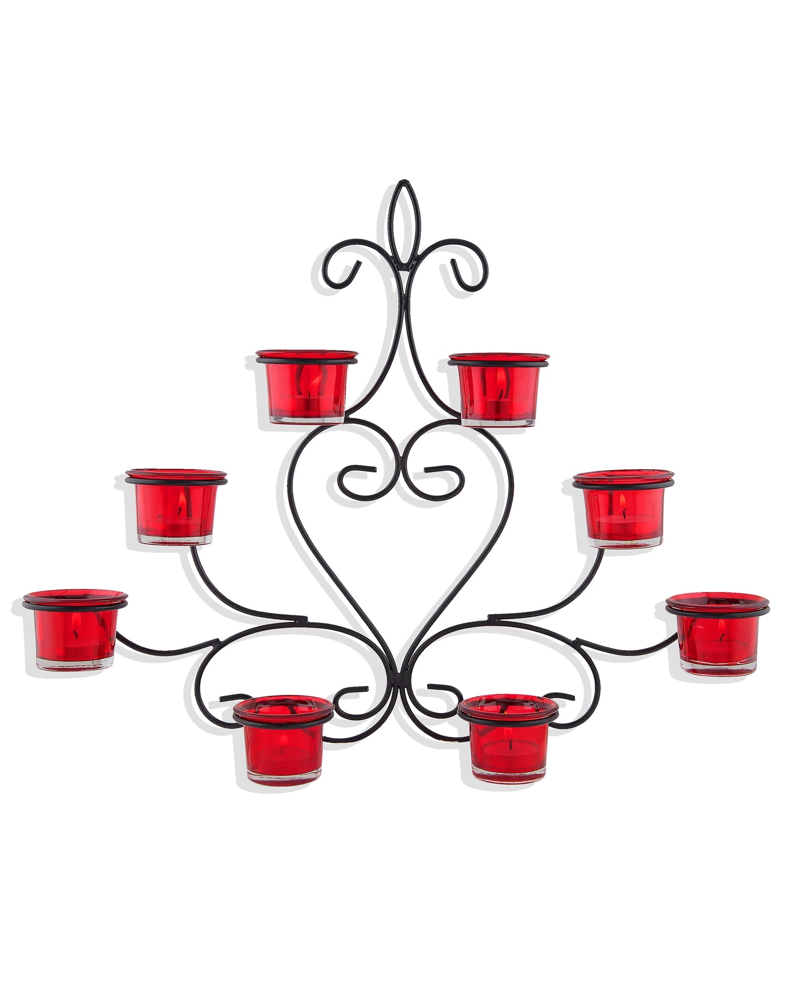 8-Votive Chic Black Iron Wall Sconce Candle Holder, Candle Wall art