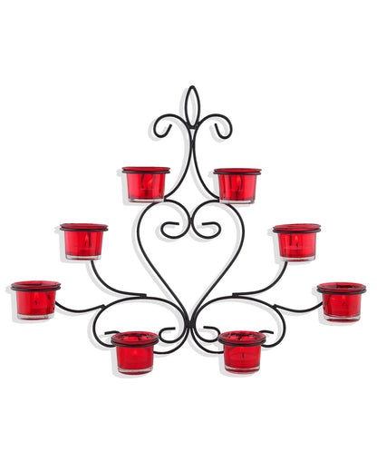 8-Votive Chic Black Iron Wall Sconce Candle Holder, Candle Wall art