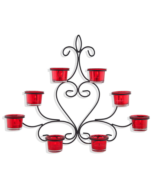 8-Votive Chic Black Iron Wall Sconce Candle Holder, Candle Wall art