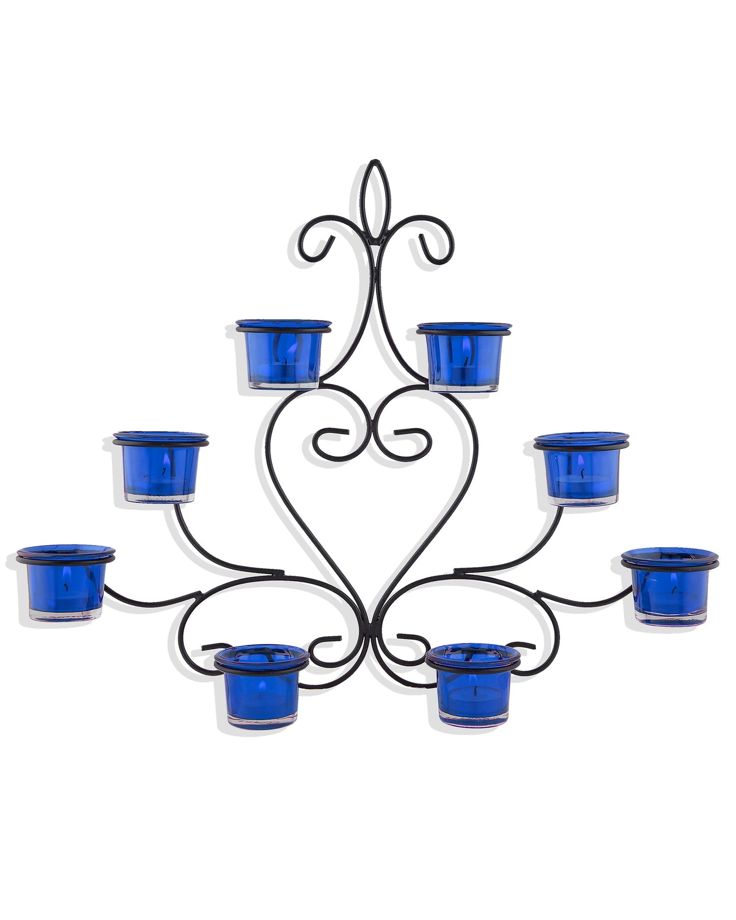 8-Votive Chic Black Iron Wall Sconce Candle Holder, Candle Wall art