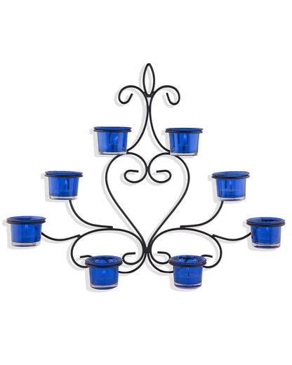 8-Votive Chic Black Iron Wall Sconce Candle Holder, Candle Wall art