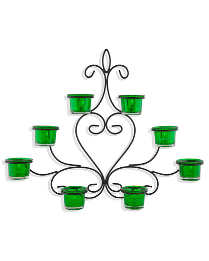 8-Votive Chic Black Iron Wall Sconce Candle Holder, Candle Wall art