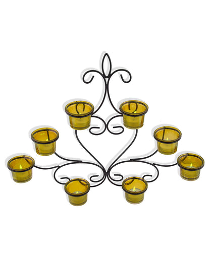 8-Votive Chic Black Iron Wall Sconce Candle Holder, Candle Wall art