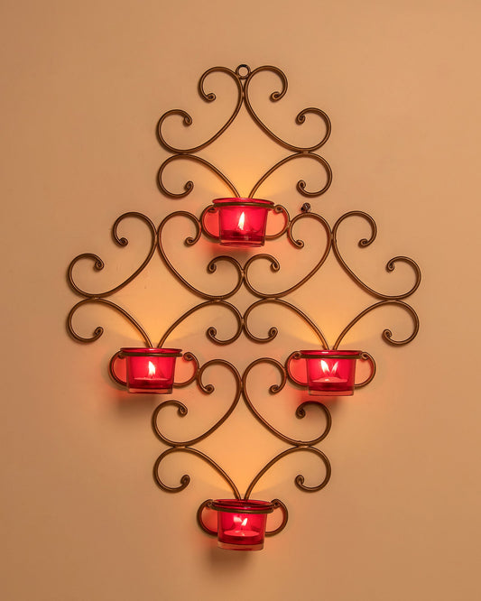 4-Votive Victorian Black Iron Wall Sconce Candle Holder,Candle Wall art