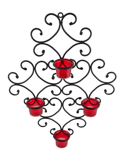 4-Votive Victorian Black Iron Wall Sconce Candle Holder,Candle Wall art