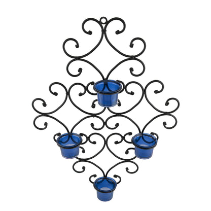 4-Votive Victorian Black Iron Wall Sconce Candle Holder,Candle Wall art