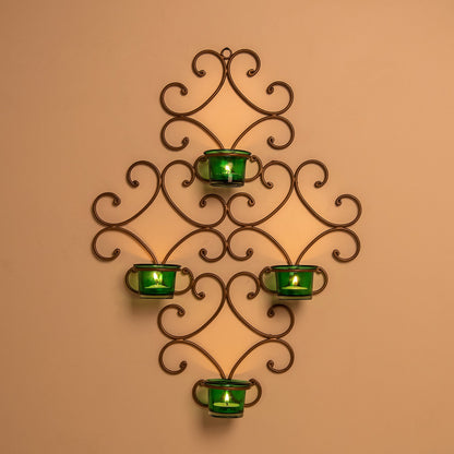4-Votive Victorian Black Iron Wall Sconce Candle Holder,Candle Wall art