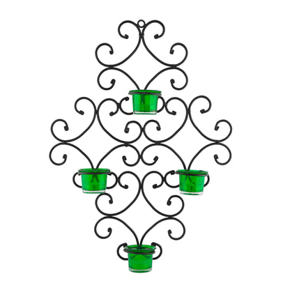 4-Votive Victorian Black Iron Wall Sconce Candle Holder,Candle Wall art