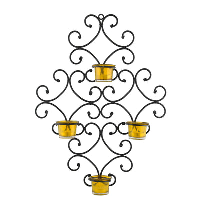 4-Votive Victorian Black Iron Wall Sconce Candle Holder,Candle Wall art