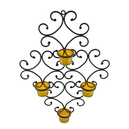 4-Votive Victorian Black Iron Wall Sconce Candle Holder,Candle Wall art