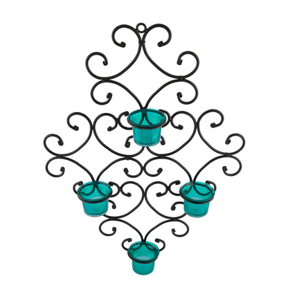 4-Votive Victorian Black Iron Wall Sconce Candle Holder,Candle Wall art