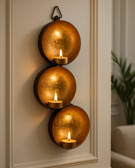 Wall Hanging metal Tri-Drop hanging candle holder, Wall candle Sconce