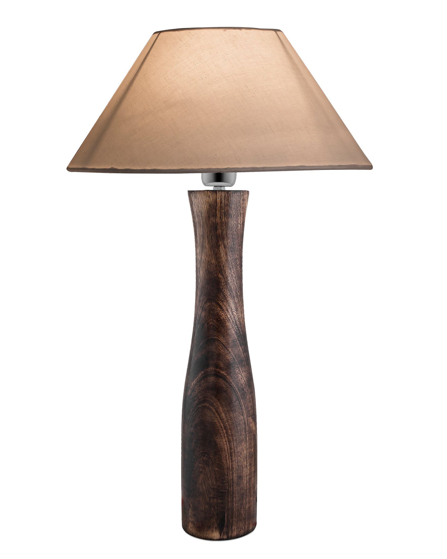 Antique Solid Timber Turned table lamp with Cone Shade