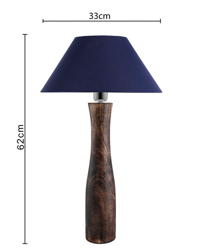 Antique Solid Timber Turned table lamp with Cone Shade