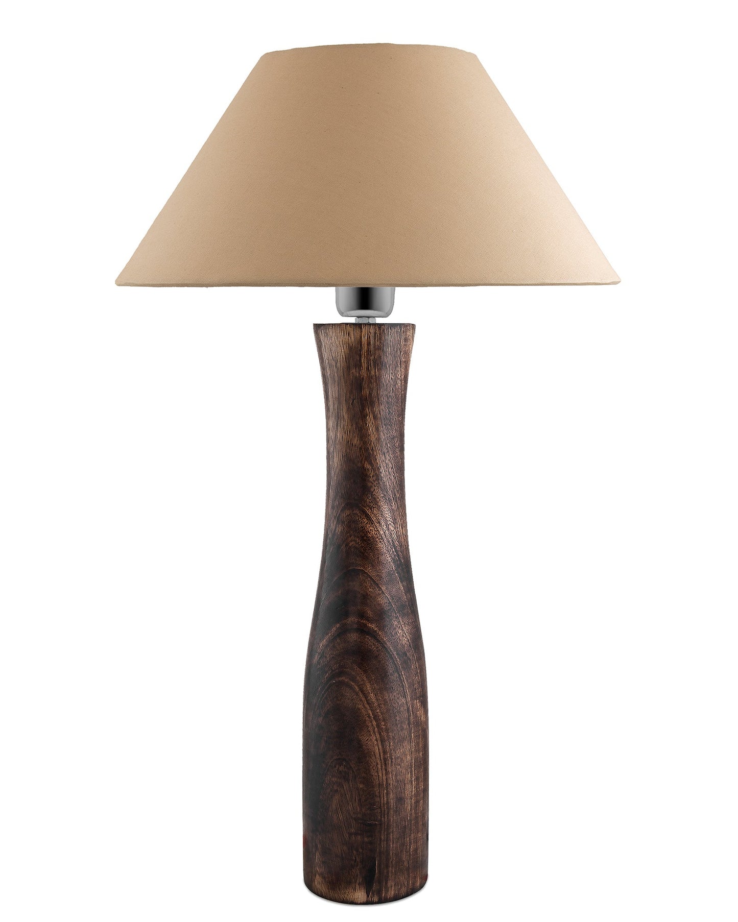Antique Solid Timber Turned table lamp with Cone Shade