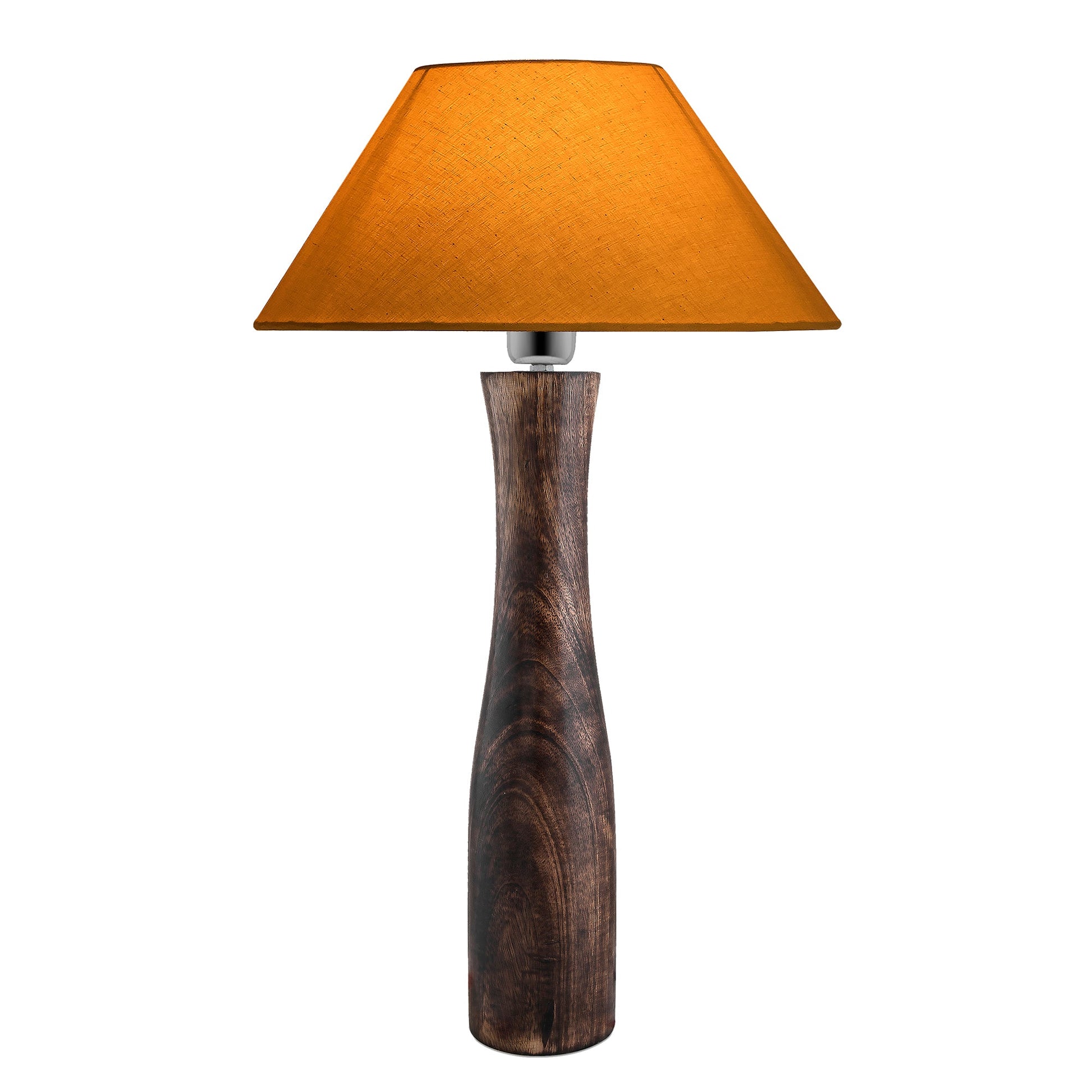 Antique Solid Timber Turned table lamp with Cone Shade