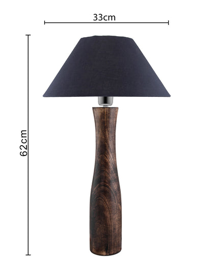 Antique Solid Timber Turned table lamp with Cone Shade