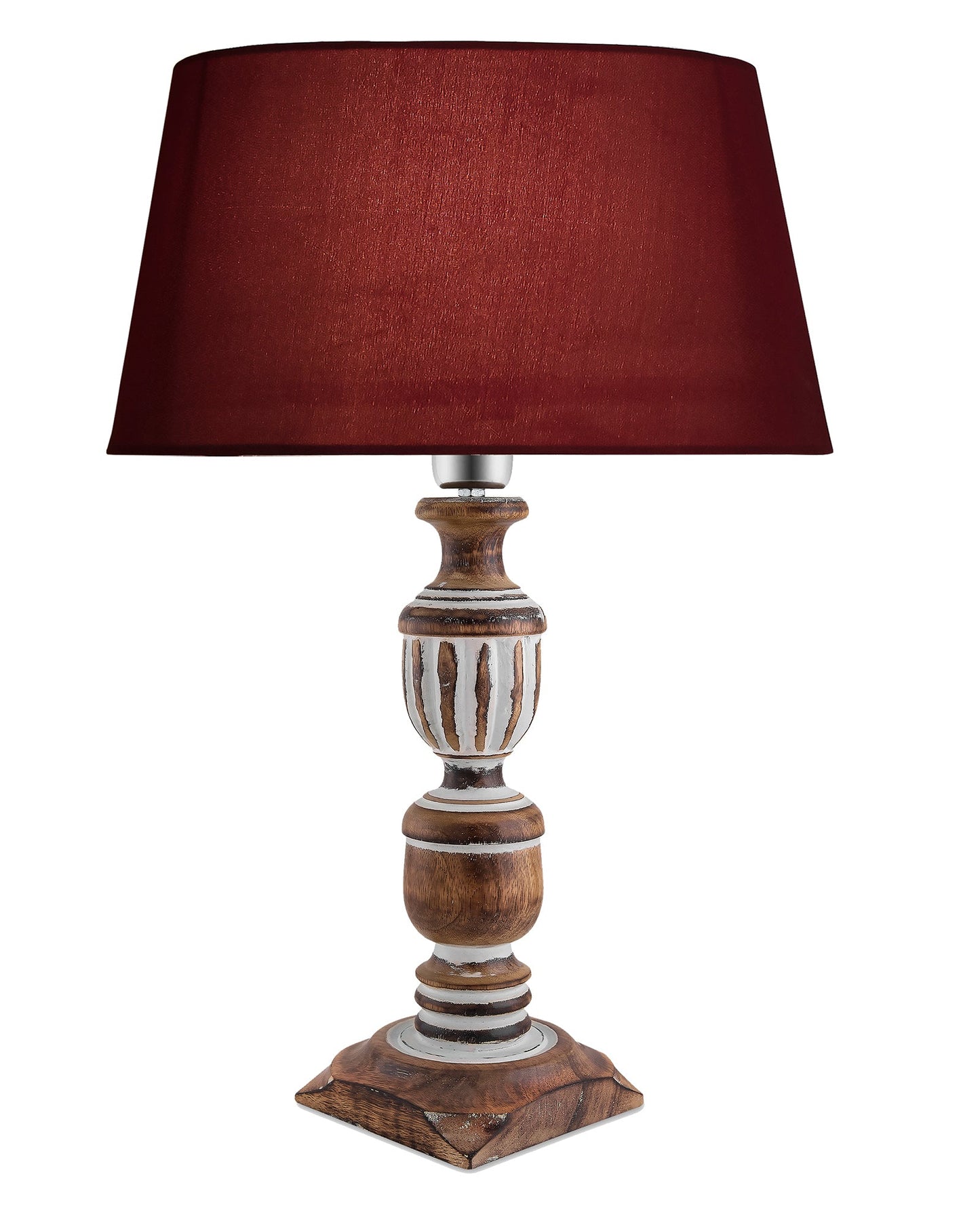 Antique White French Trophy Carved Table lamp with Empire Drum Shade
