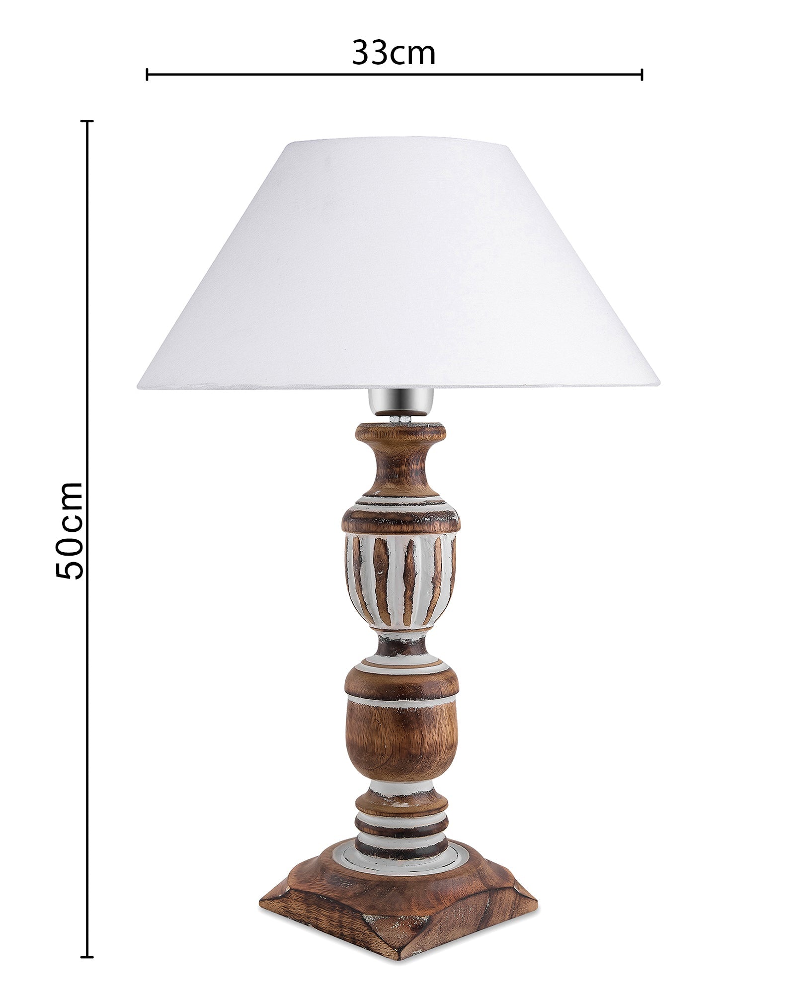 Antique White French Trophy Carved Table lamp with Cone Shade