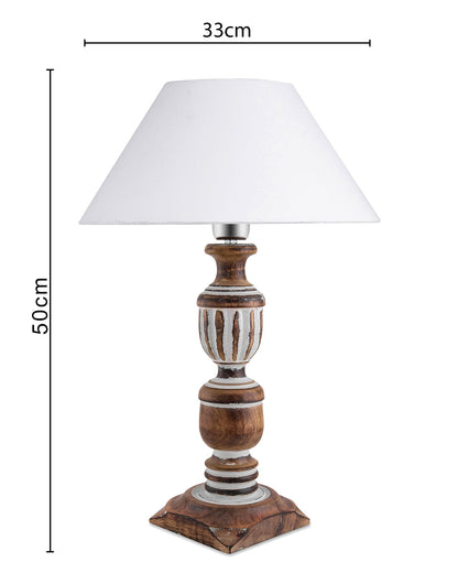 Antique White French Trophy Carved Table lamp with Cone Shade