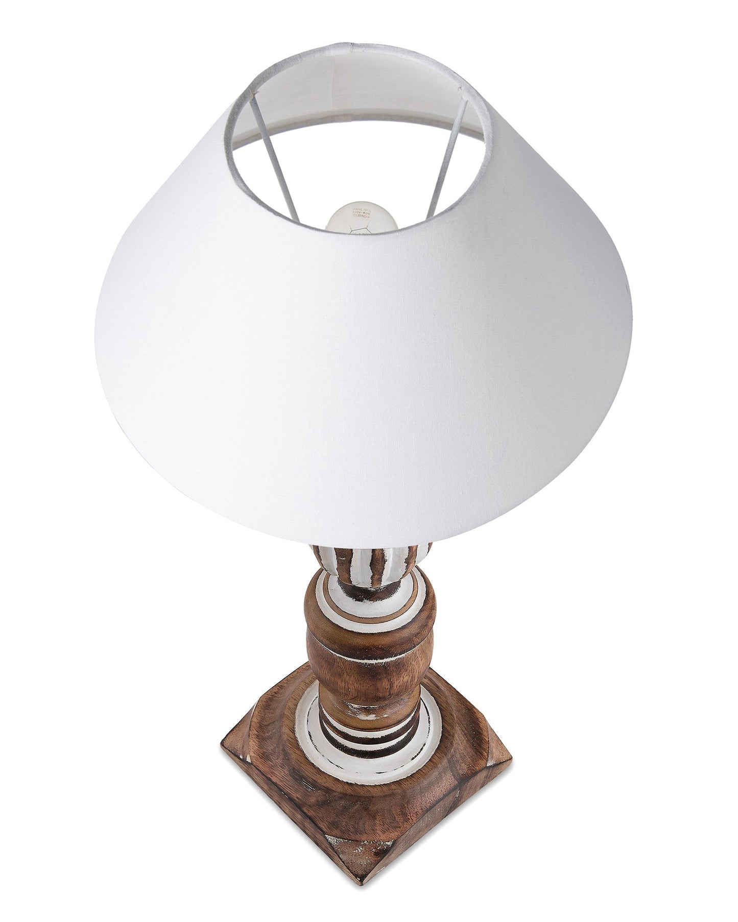 Antique White French Trophy Carved Table lamp with Cone Shade