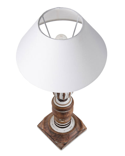 Antique White French Trophy Carved Table lamp with Cone Shade