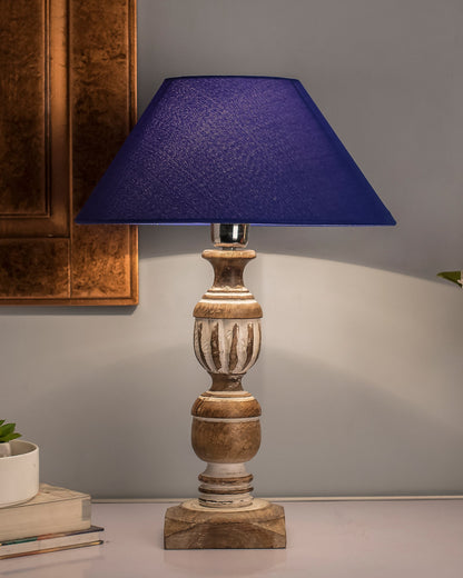 Antique White French Trophy Carved Table lamp with Cone Shade