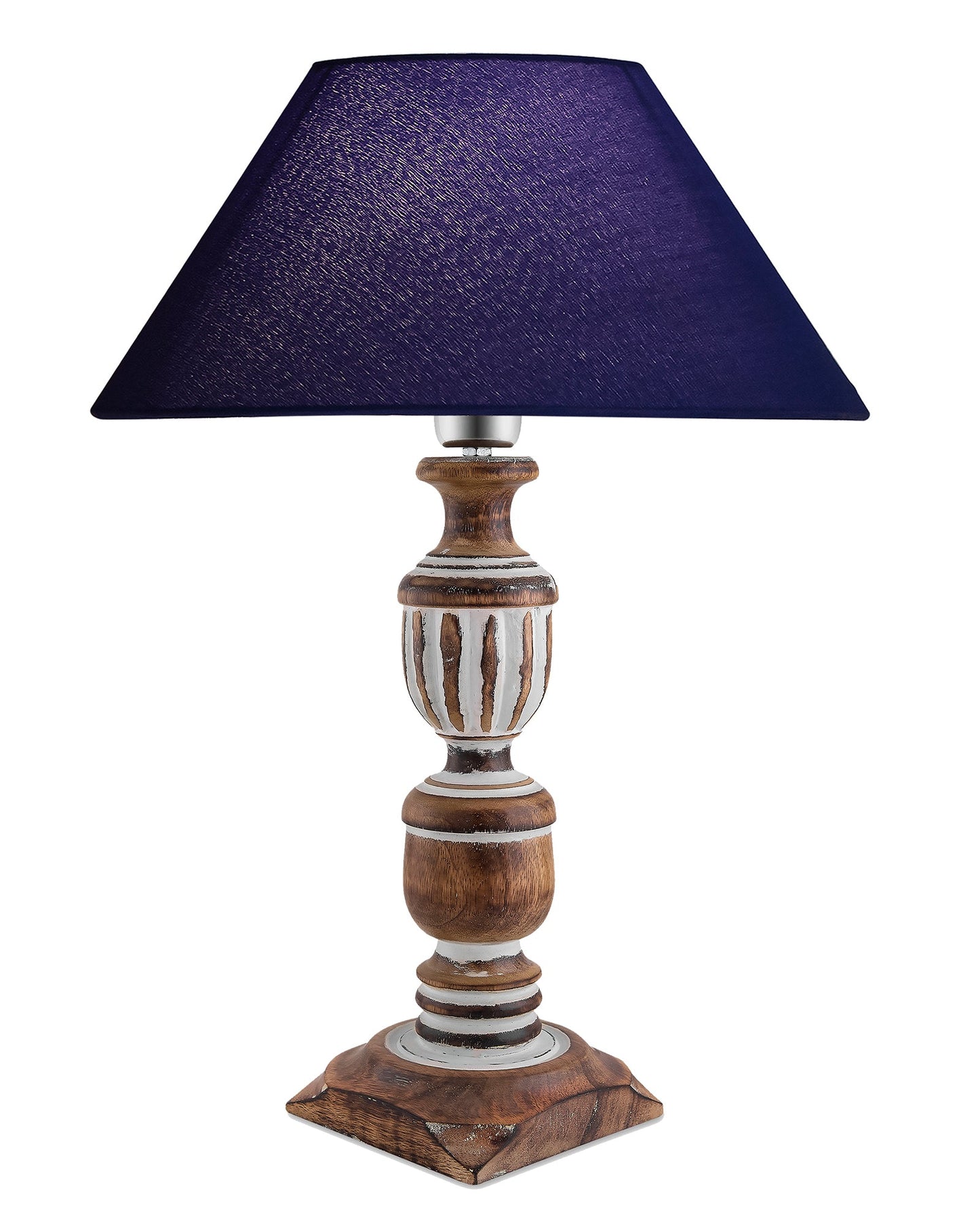 Antique White French Trophy Carved Table lamp with Cone Shade